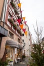 Generic architecture and street view with christmas decorations in Nuremberg, Germany Royalty Free Stock Photo