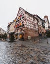 Generic architecture and street view with christmas decorations in Nuremberg, Germany Royalty Free Stock Photo