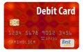 Here is a generic bank debit card isolated on a white background.