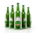 Generic beer bottles isolated on white background. 3D illustration Royalty Free Stock Photo