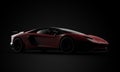 Generic and brandless red modern sport car on a black background Royalty Free Stock Photo