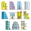 Generic Buildings Bright Vector Icons Separated On White