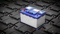 Generic car battery stands out among others. 3D illustration