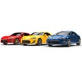 Generic cars - red, yellow and blue colors