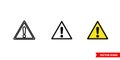 Generic caution icon of 3 types color, black and white, outline. Isolated vector sign symbol