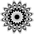 Generic circular motiff, mandala. Abstract grayscale geometric e