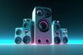 generic design of loudspeakers Party concert or home theater Audio stereo system with design elements and copy space, mixed