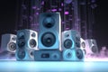 generic design of loudspeakers Party concert or home theater Audio stereo system with design elements and copy space, mixed