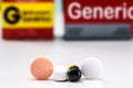 Generic drug pills, federally aided patent-infringing drugs