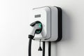 Generic electric EV hybrid vehicle car charger isolated on a white background, generative ai