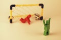 Generic figures recreating a penalty shootout in soccer