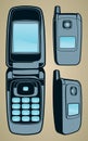 Retro Flip Cell Phone Communications Vector Graphic Illustration