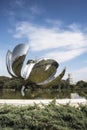 Generic floralis sculpture made of steel and aluminum located in the Argentine capital Buenos Aires