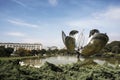 Generic floralis sculpture made of steel and aluminum located in the Argentine capital Buenos Aires