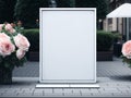 A generic flower or roses store display welcome window with a mockup of a blank