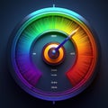 Generic indicator gauge on a dark background showing different levels. Monitoring concept. 3D Rendering