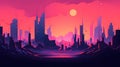 generic low-fi synthvawe gradient sunset landscape in neon colors, neural network generated image