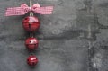 Generic machine made Christmas bells ornament on rustic style ba Royalty Free Stock Photo