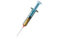 Generic medical syringe or needle with serum or medication drug or vaccine isolated on a white background. 3d rendering model