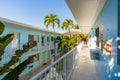 Generic Miami Beach apartment building with exterior garden view Royalty Free Stock Photo