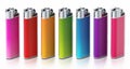 Generic multi colored lighters isolated on white background. 3D illustration Royalty Free Stock Photo