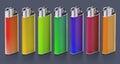 Generic multi colored lighters isolated on white background. 3D illustration Royalty Free Stock Photo