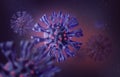 Generic Purple Virus with Magenta Details, 3D Render Illustration, Microscopic Illustrative Dangerous Virus