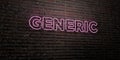 GENERIC -Realistic Neon Sign on Brick Wall background - 3D rendered royalty free stock image