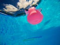 Generic rubber fish toy in swimming pool, underwater view Royalty Free Stock Photo