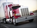 Generic semi truck hauling cargo down the road with motion blur. Royalty Free Stock Photo