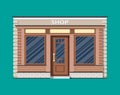 Generic shop exterior. Wooden and bricks material.