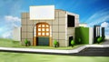 Generic shopping mall building against blue sky. 3D illustration Royalty Free Stock Photo