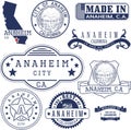 Generic stamps and signs of Anaheim city Royalty Free Stock Photo