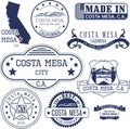 Generic stamps and signs of Costa Mesa city Royalty Free Stock Photo