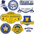 Generic stamps and signs of Santa Barbara city, CA