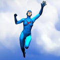 Generic super hero woman in blue flying 2 Royalty Free Stock Photo