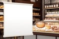 generic supermarket bakery or grocery and sweets shop with blank empty signboard mockup .Generative AI