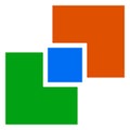 Generic symbol with overlapping squares. Conceptual icon for uni