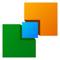 Generic symbol with overlapping squares. Conceptual icon for uni