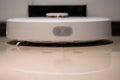 Generic white robotic vacuum cleaner front view