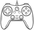 Generic Wired Video Game Controller Outline Drawing Gamepad Black and White Illustration Royalty Free Stock Photo