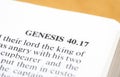 Genesis, the first book of the Old Testament, Holy Bible beginning, world universe origin story, creationism concept, single text Royalty Free Stock Photo