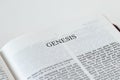 Genesis open Holy Bible Book close-up