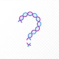 Genetic abstract concept. Vector color flat illustration. Question mark symbol of DNA helix sign isolated on transparent