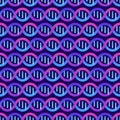 Genetic abstract concept. Vector color flat illustration. Seamless pattern of blue gradient DNA horizontal helix isolated on