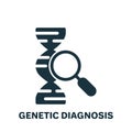 Genetic Analysis with Glass Magnifier Silhouette Icon. Dna Laboratory Diagnosis Glyph Pictogram. Research of Helix