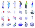 Genetic consultant icons set isometric vector. Research medical Royalty Free Stock Photo