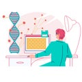 Genetic DNA laboratory research, biotechnology and bioengineering concept.