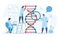 Genetic dna research. Scientists researching and analyzing dna molecule in laboratory. Biotechnology, genome engineering