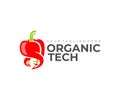 Genetic engineering, bell pepper and DNA, logo design. Organic technology, vegetable, food and meal, vector design Royalty Free Stock Photo